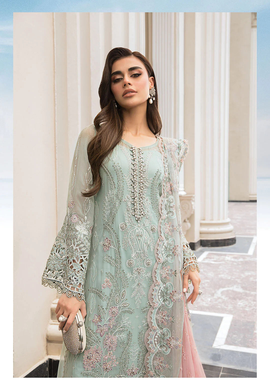 Maria B Embroidered Chiffon Unstitched 3 Piece Suit Luxury Formal Collection Ladies Dress