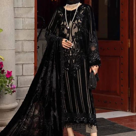 Maria B Black 3 pcs Embroidered Luxury Lawn